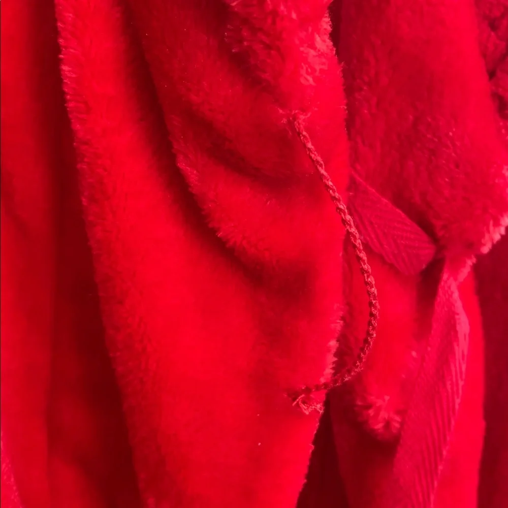 Red Luxurious Plush Faux Fur Belted Bathrobe Lounge Soft Sexy Spa Day Pamper